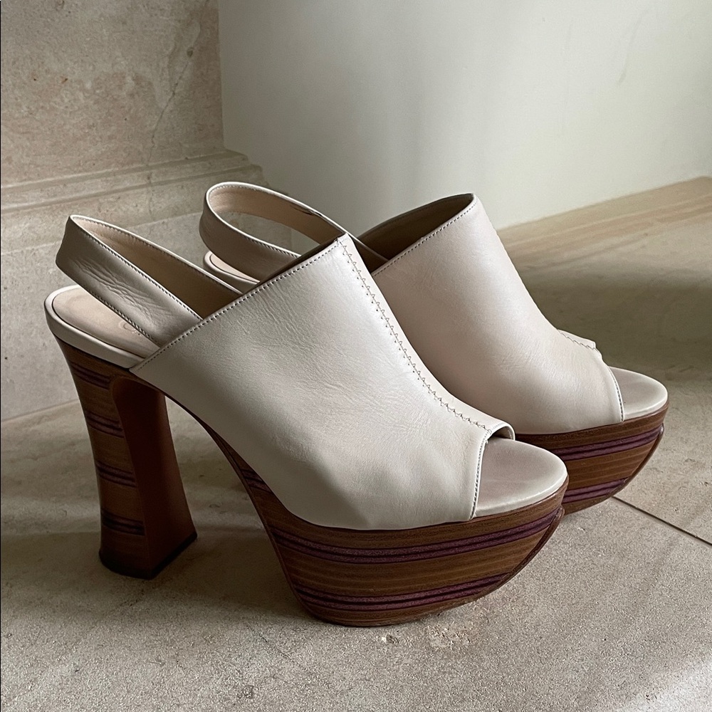 Chloe Cream and Brown Platform Sandals